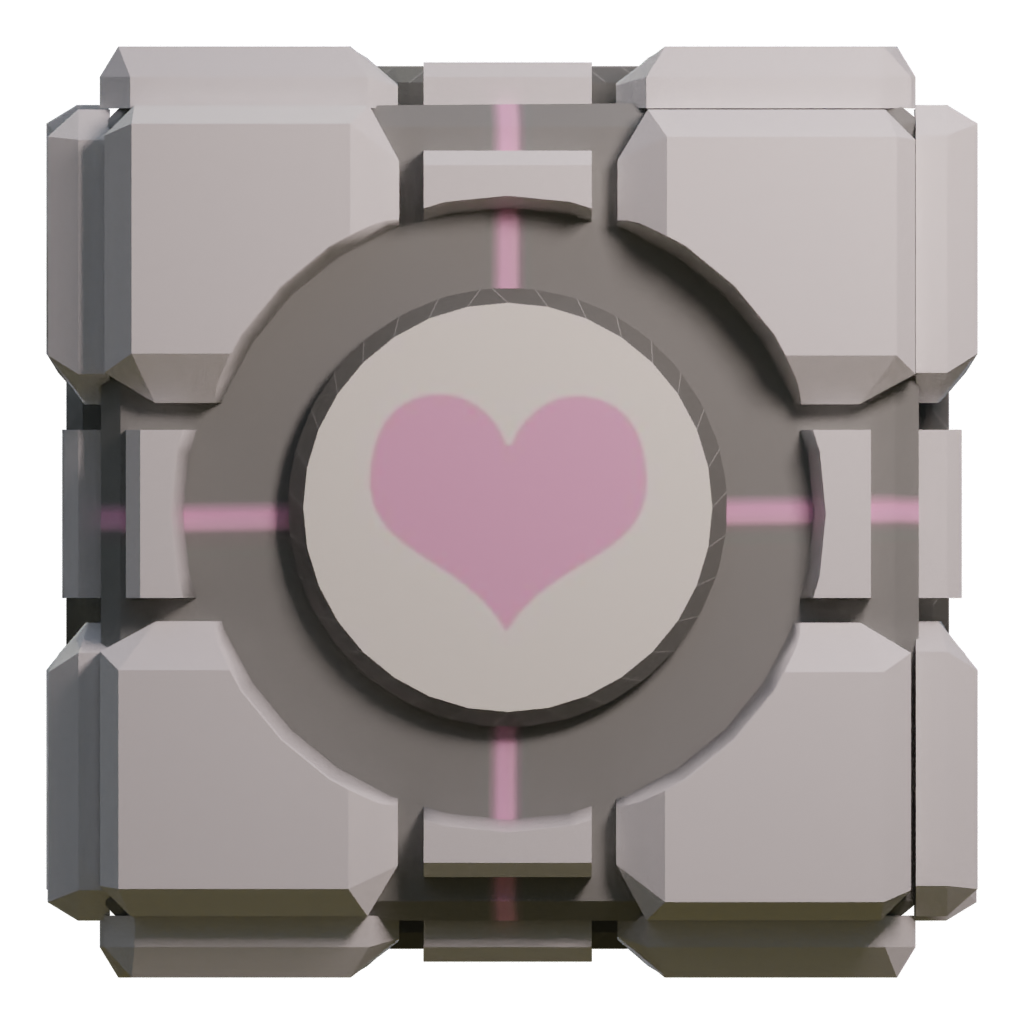 Left view of the Companion Cube From Portal2 Videogame 3D model