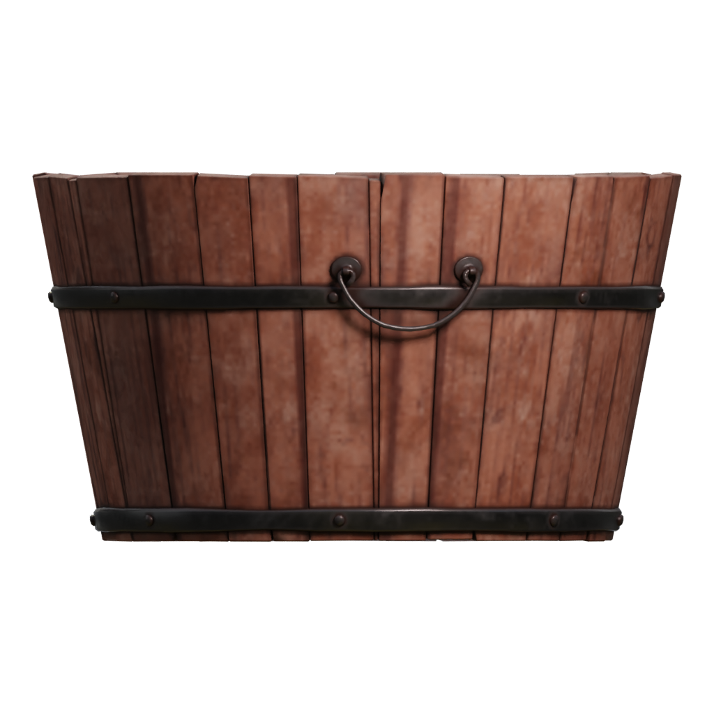 Right view of the Wooden Bucket 3D model