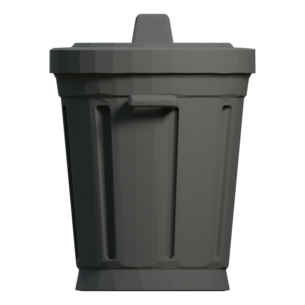Left view of the Free Desktop Trash Can With Lid 3D model