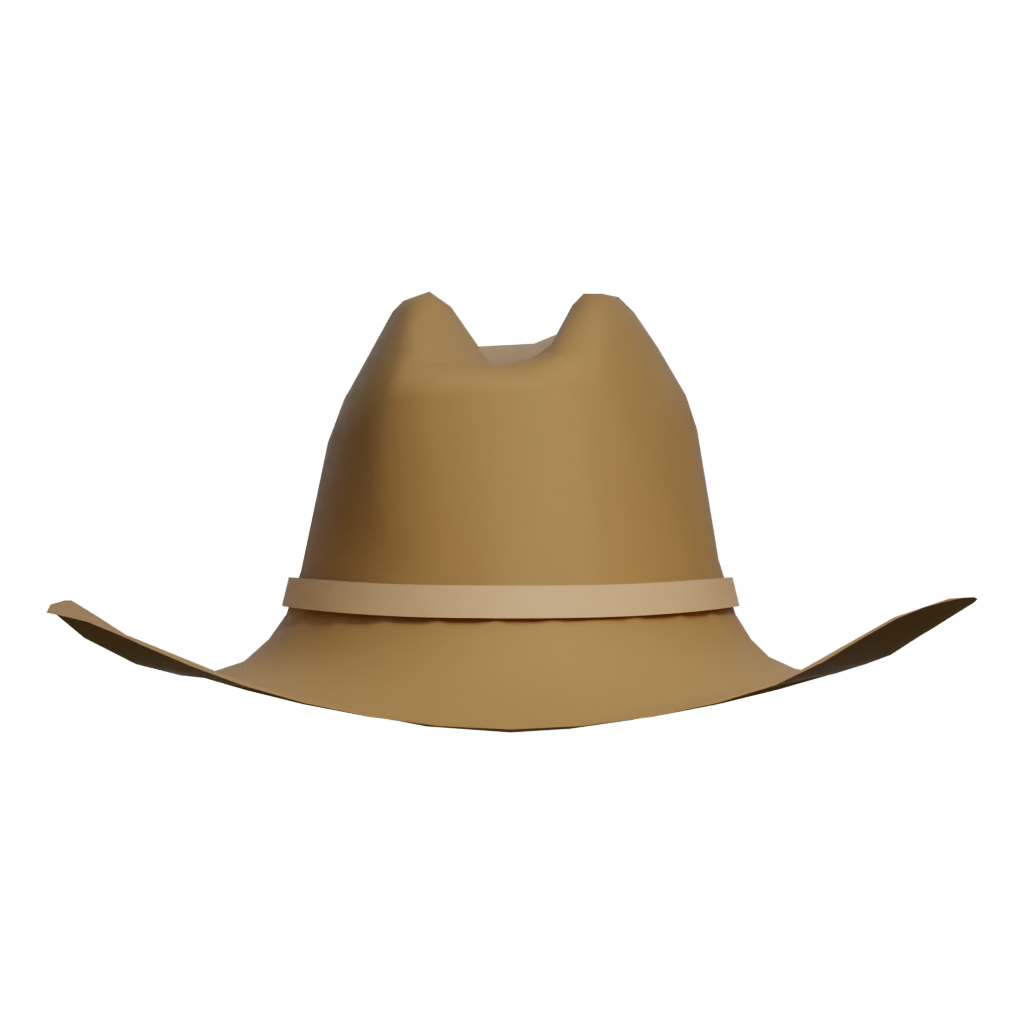 Back view of the Low Poly Cartoon Cowboy Hat 3D model