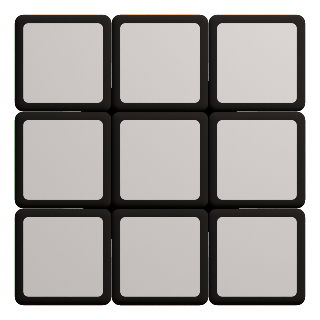 Front view of the 3X3 Rubik Cube 3D model