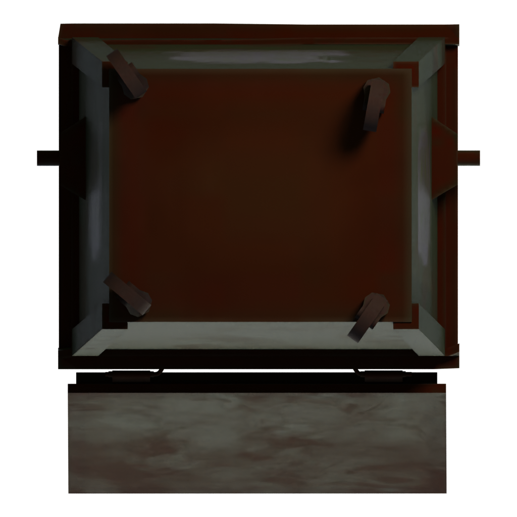 Bottom view of the Dumpster Low Poly 3D model
