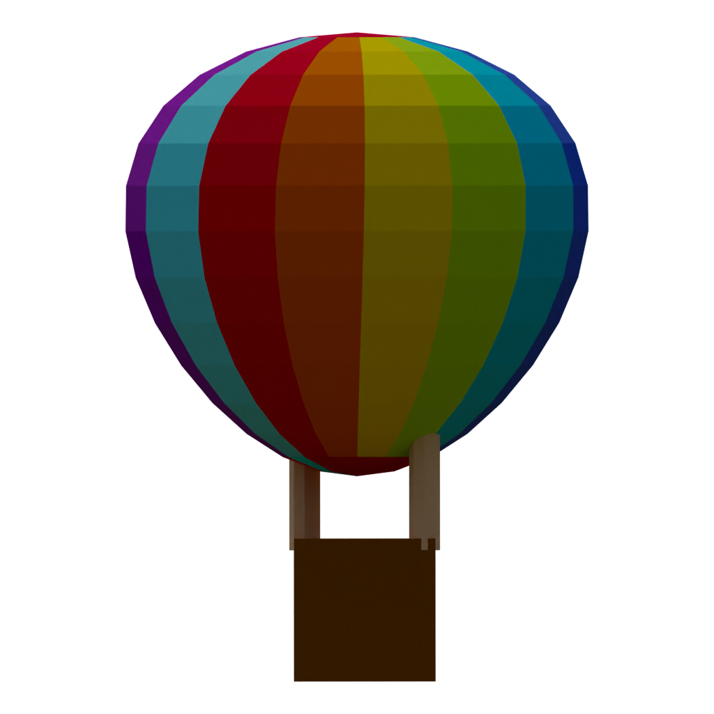 Right view of the Low Poly Air Balloon 3D model