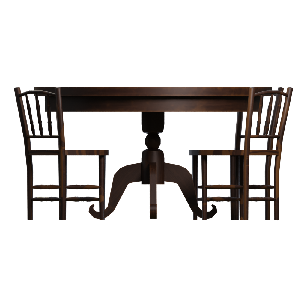 Left view of the Round Table And Chairs 3D model