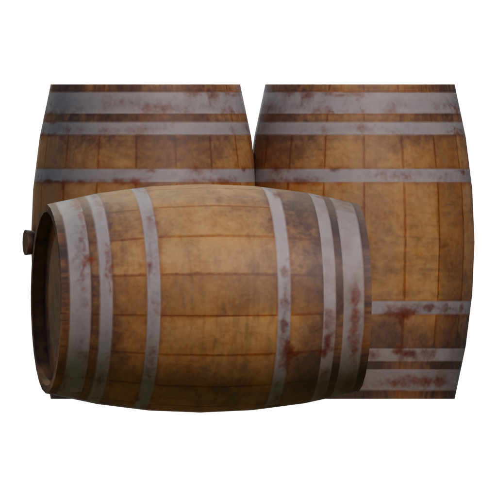 Right view of the Wood Barrel 3D model