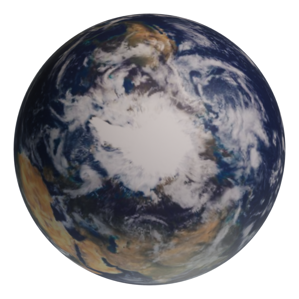 Top view of the Planet Earth 3D model
