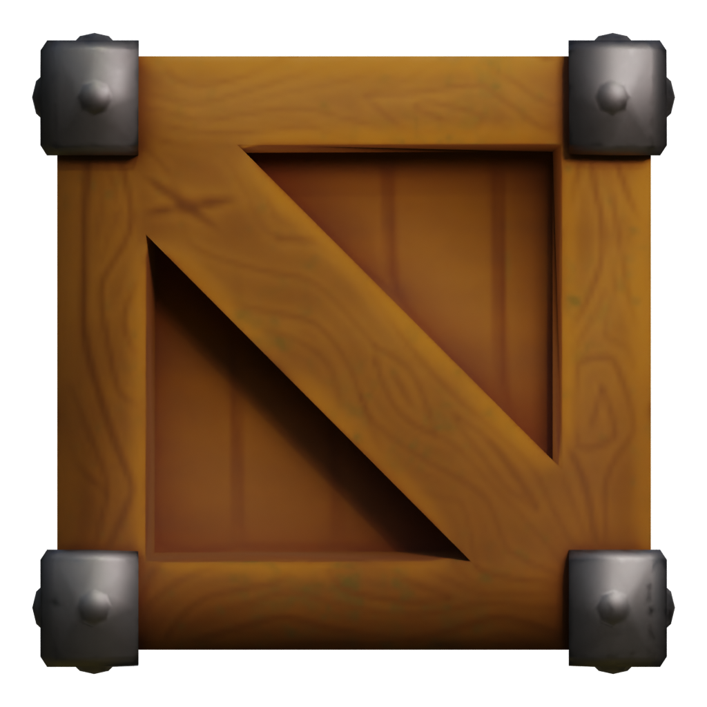Back view of the Wood Crate 3D model