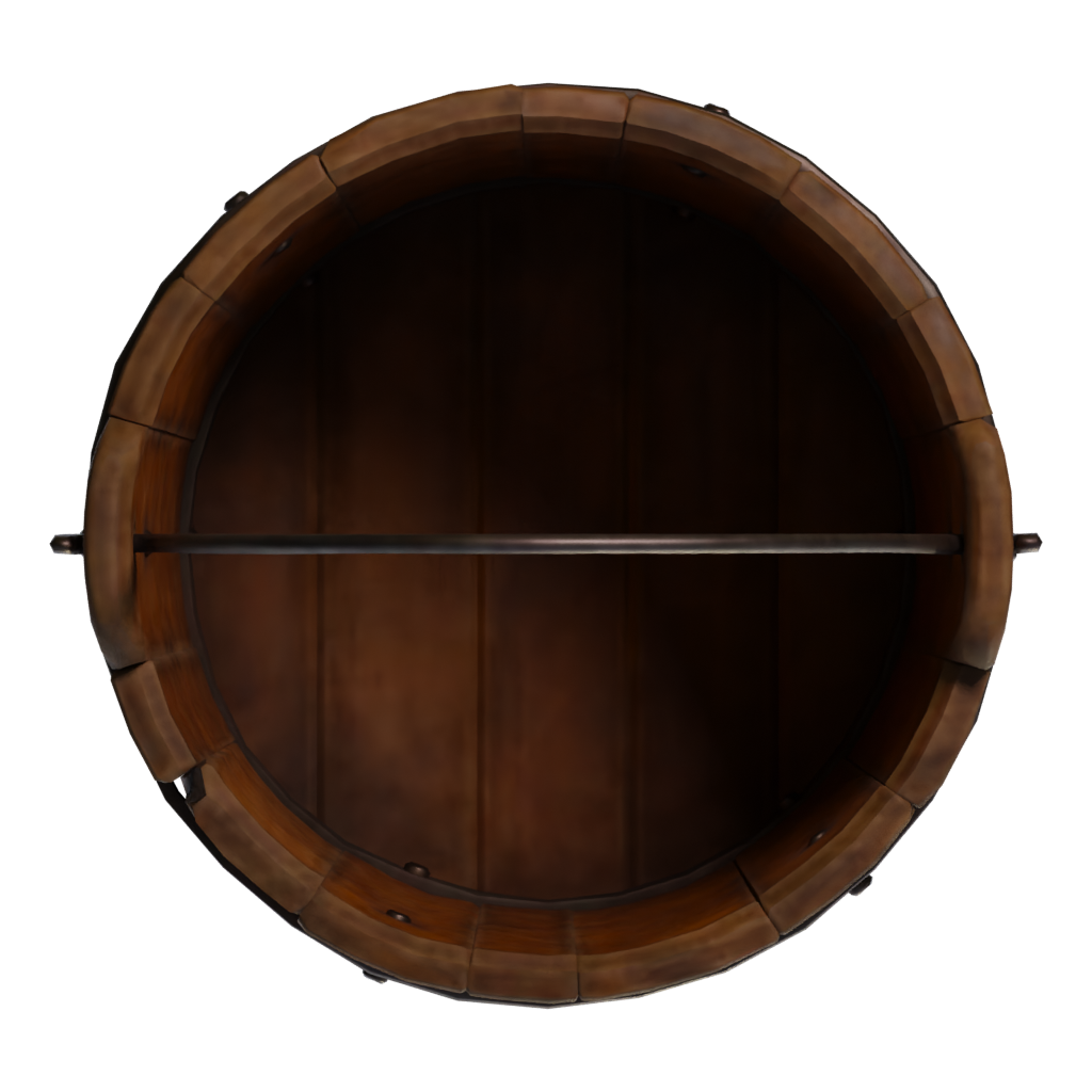 Top view of the Wooden Bucket 3D model