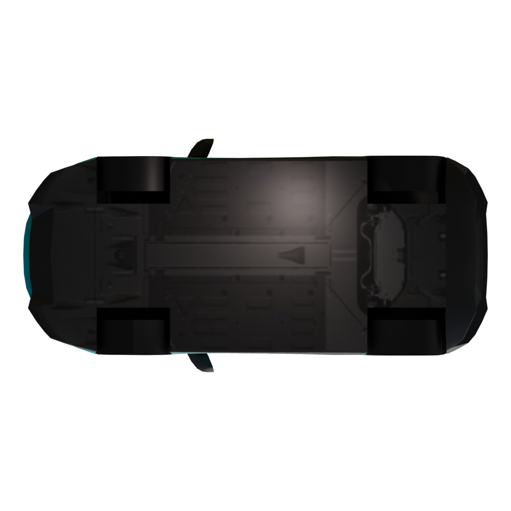 Bottom view of the Low Poly Super Car 1 3D model