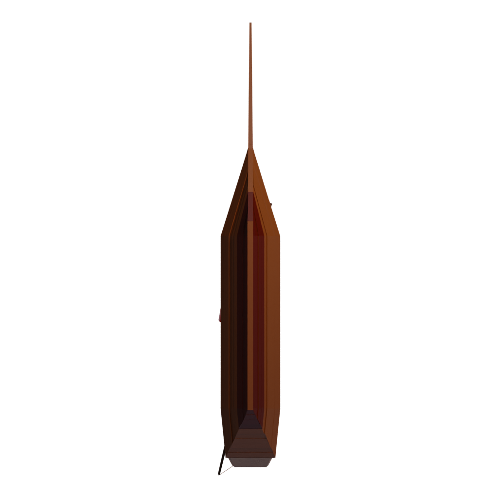 Bottom view of the Low Poly Trireme 3D model