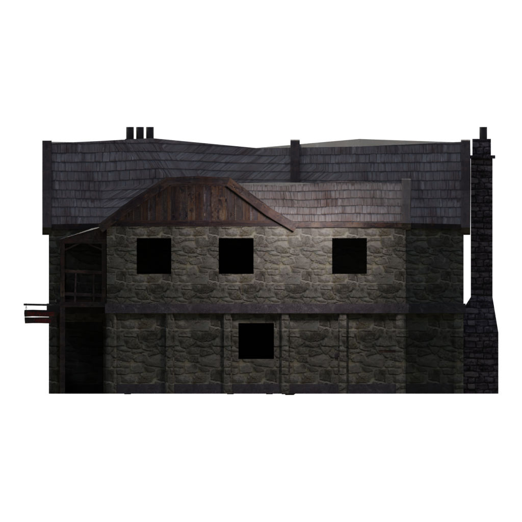 Left view of the Low Poly Building Collection 3D model