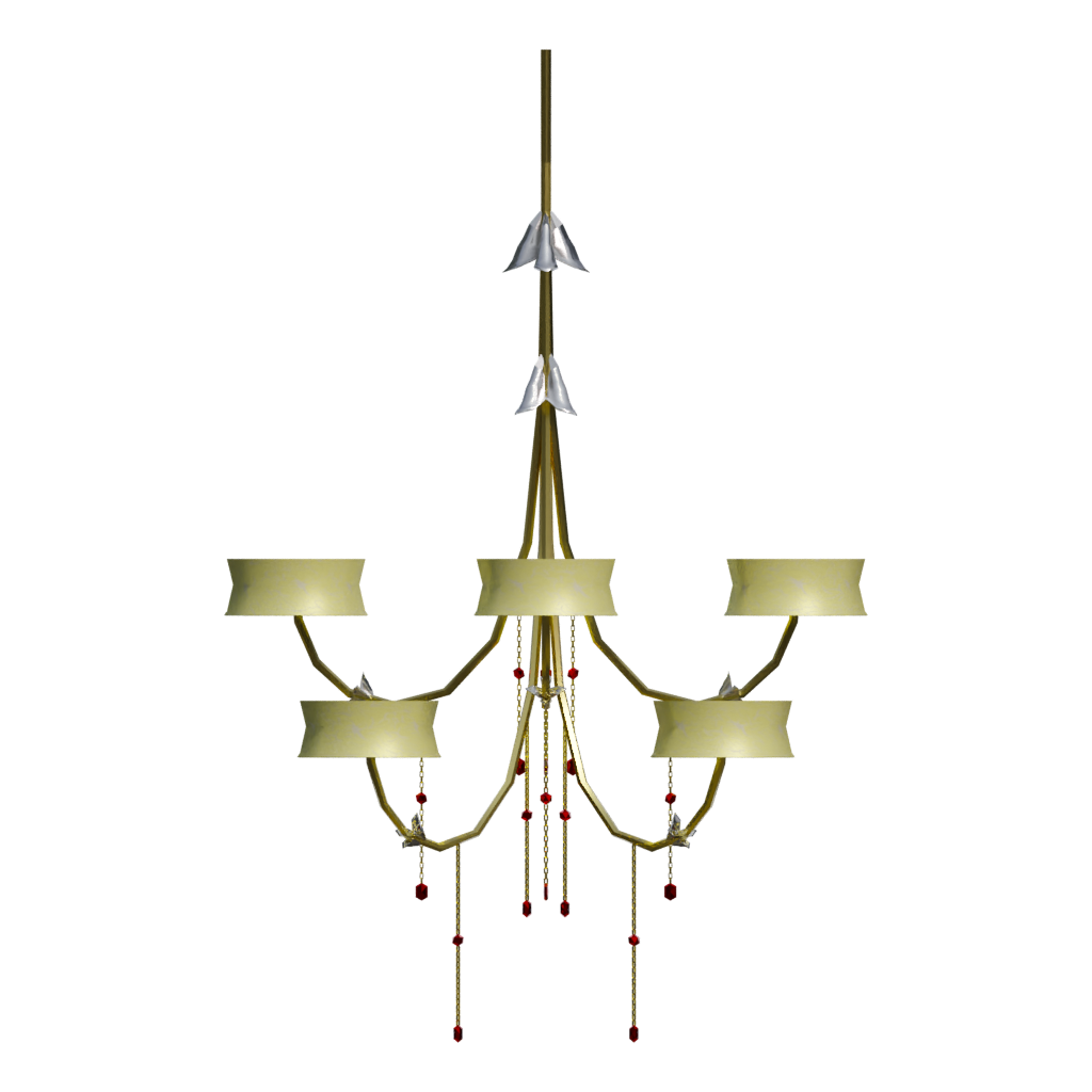 Back view of the Golden Chandelier 3D model