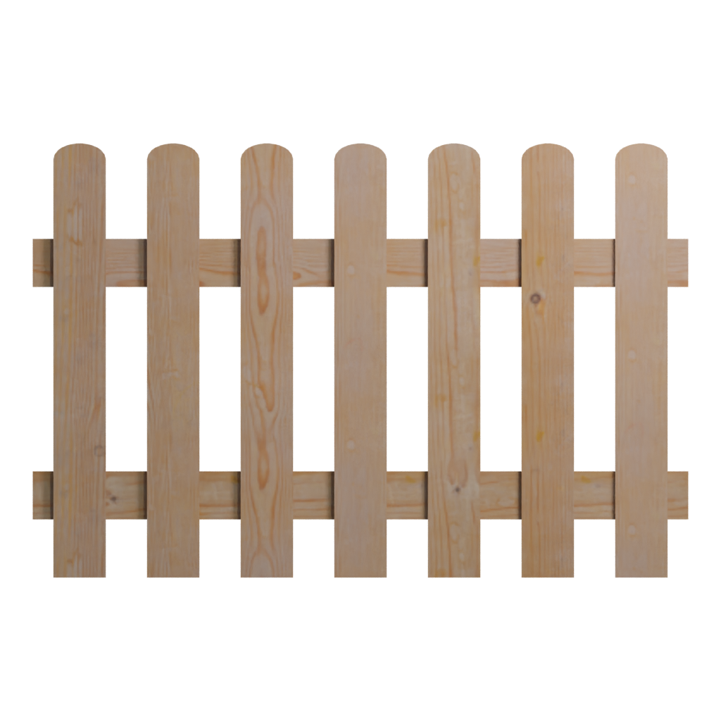 Front view of the Wood Fence 3D model
