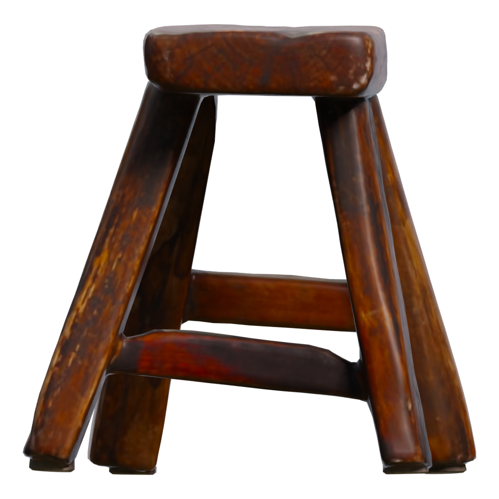 Right view of the Wooden Stool 3D model