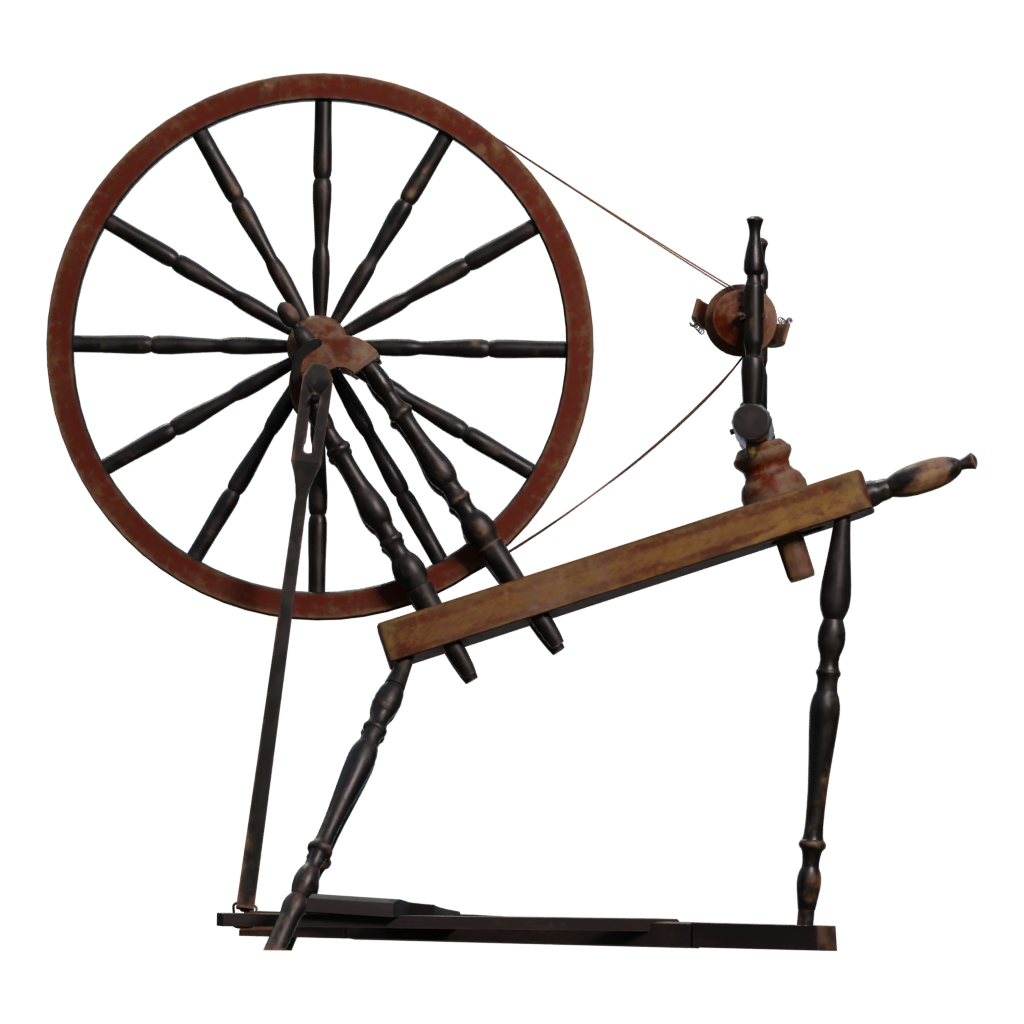 Left view of the Spinning Wheel 3D model