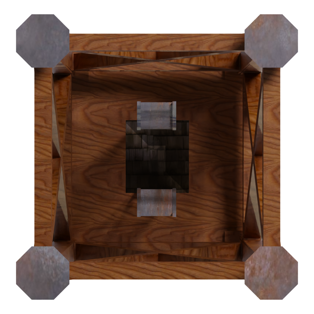 Bottom view of the Wooden Watchtower 3D model