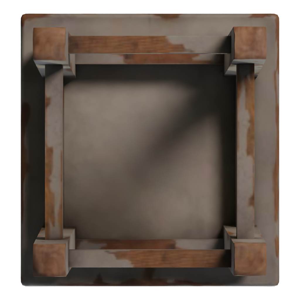 Bottom view of the Painted Wooden Stool 3D model
