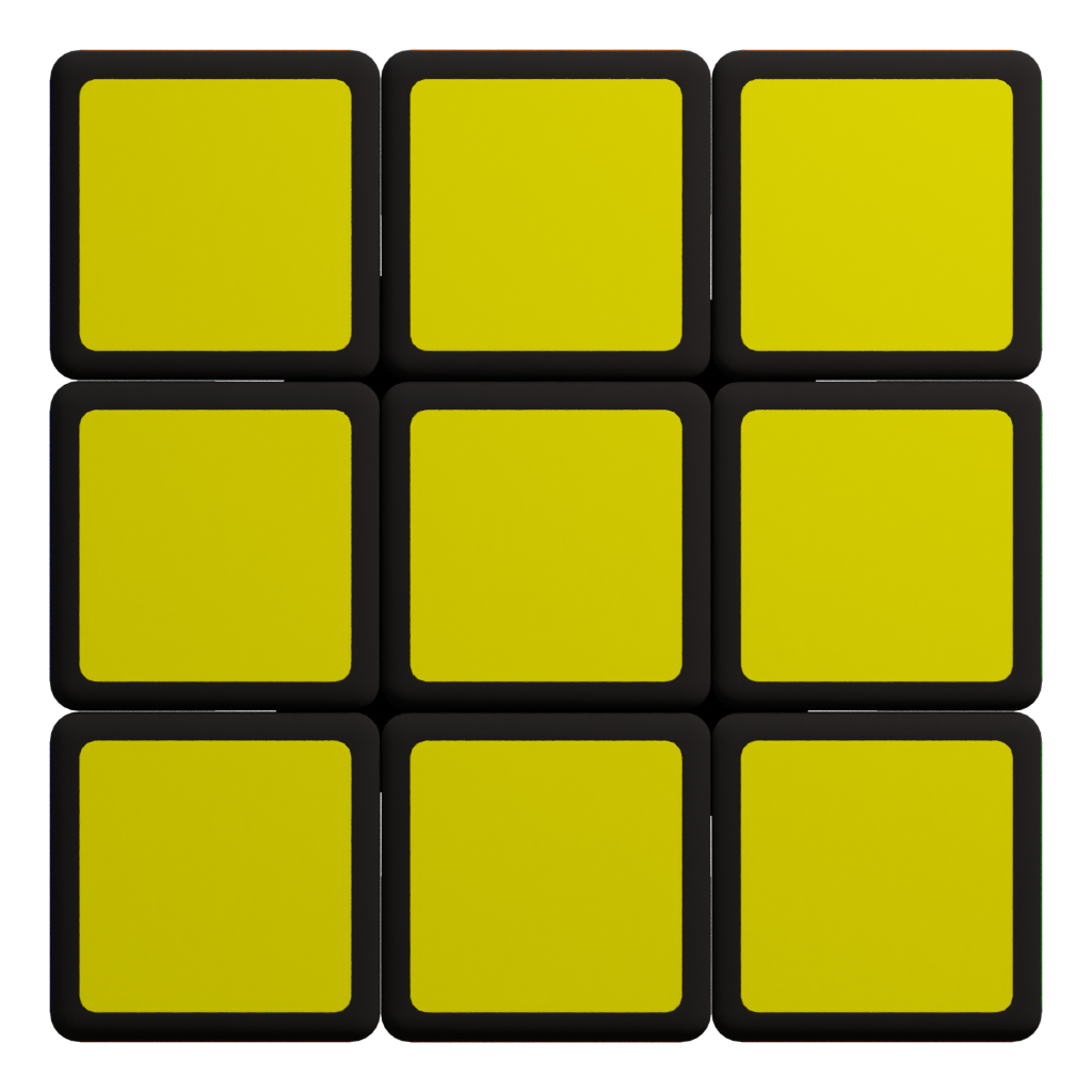Back view of the 3X3 Rubik Cube 3D model
