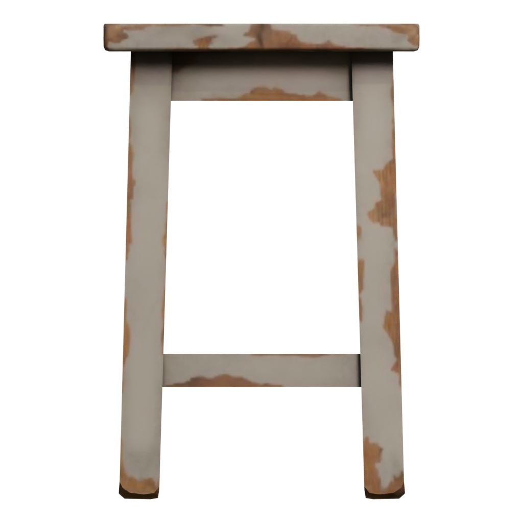 Back view of the Painted Wooden Stool 3D model