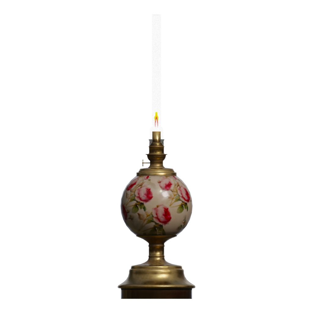 Back view of the Vintage Oil Lamp 3D model