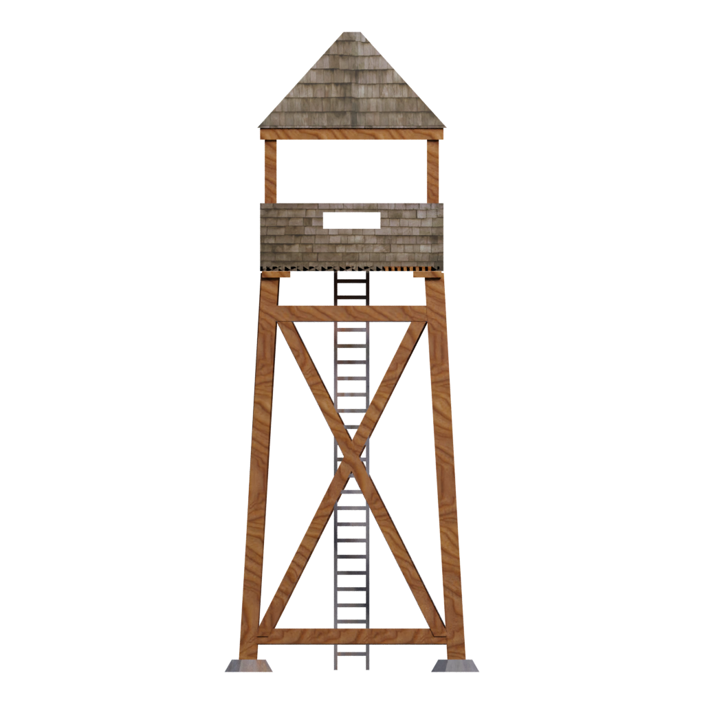 Front view of the Wooden Watchtower 3D model