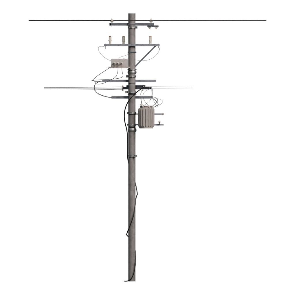 Back view of the Low Poly Telephone Pole 3D model