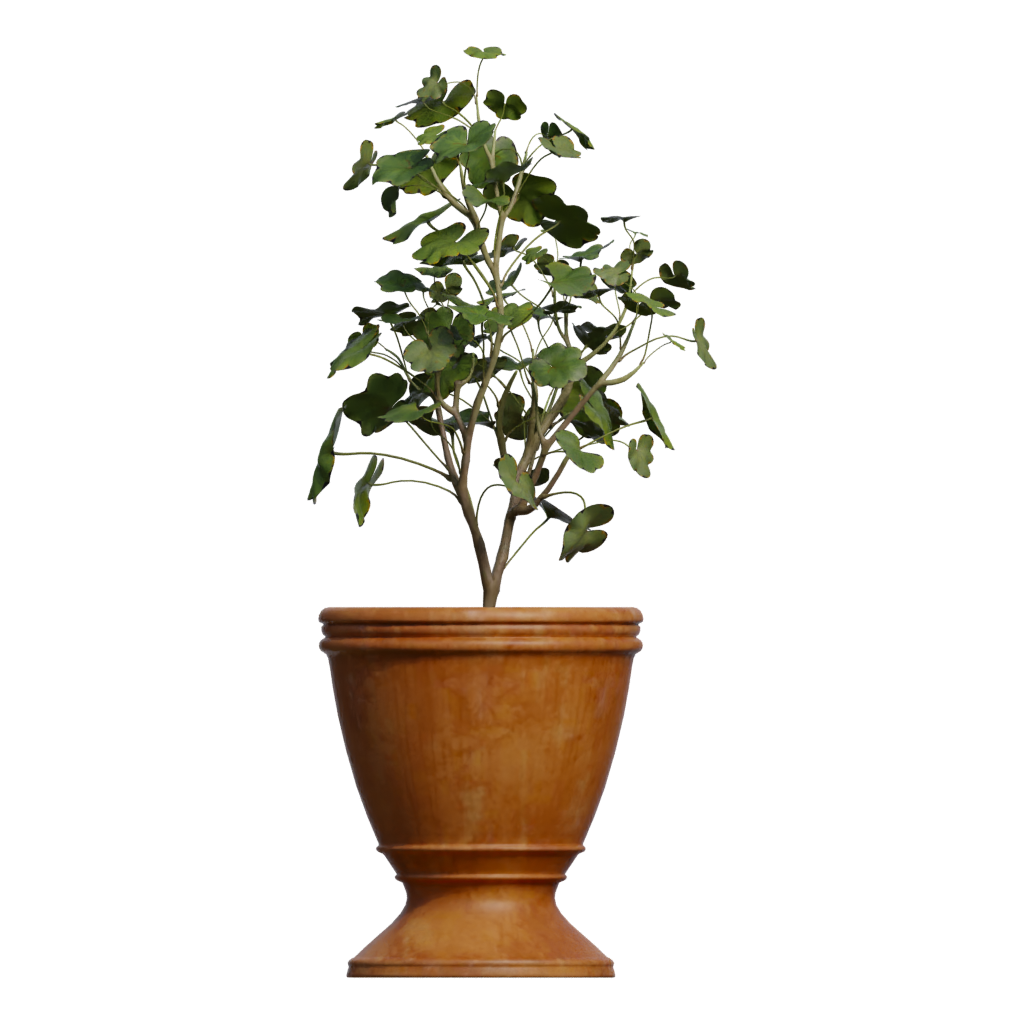 Back view of the Simple Pot Low Poly 3D model
