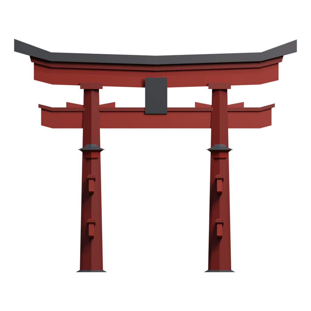 Front view of the Japanese Gates Torii Low Poly 3D model