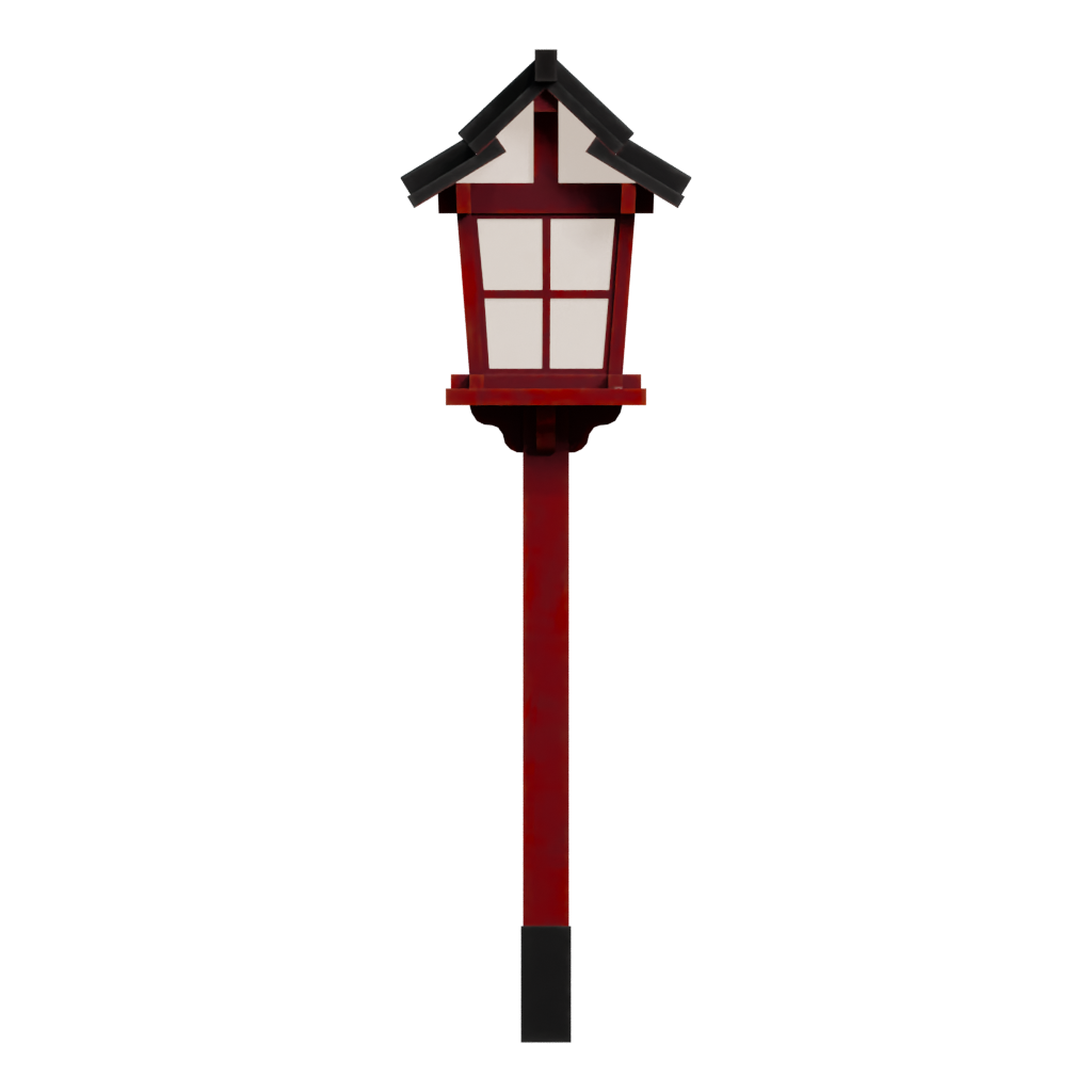 Back view of the Low Poly Lantern 3D model
