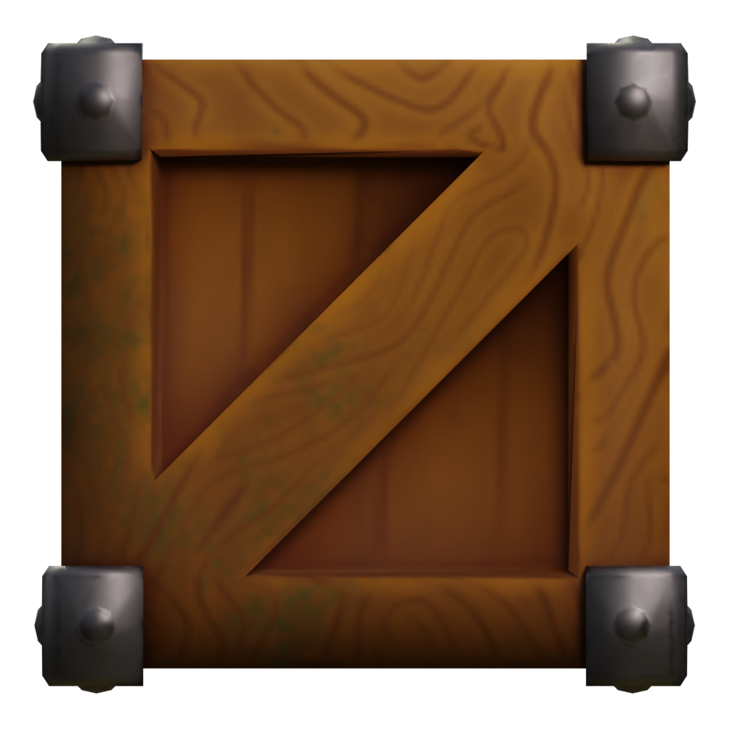 Right view of the Wood Crate 3D model