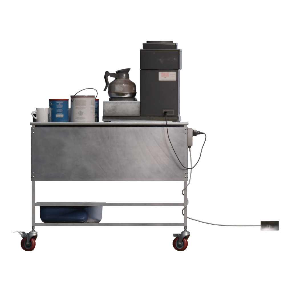 Back view of the Coffee Cart 3D model