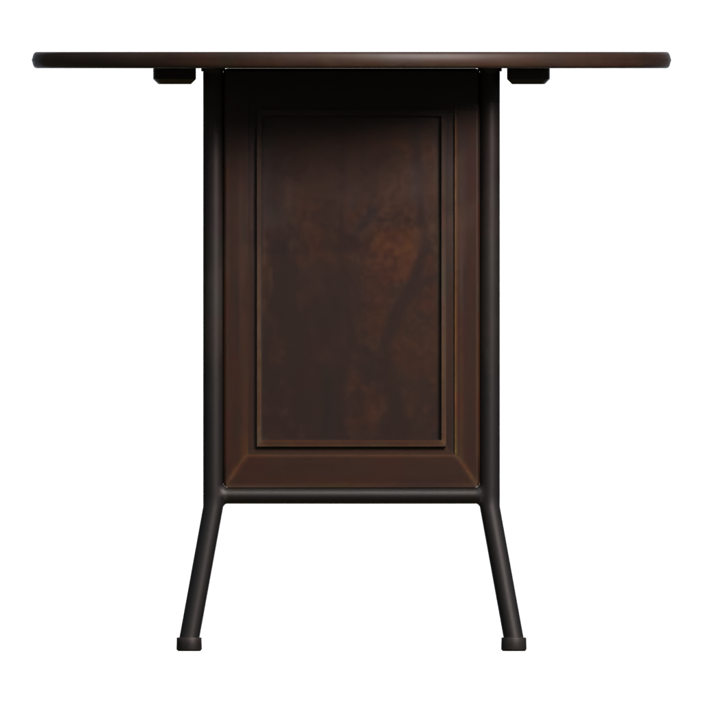 Back view of the Round Wooden Table 3D model