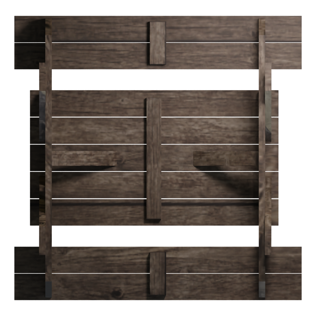 Bottom view of the Low Poly Wooden Bench 3D model