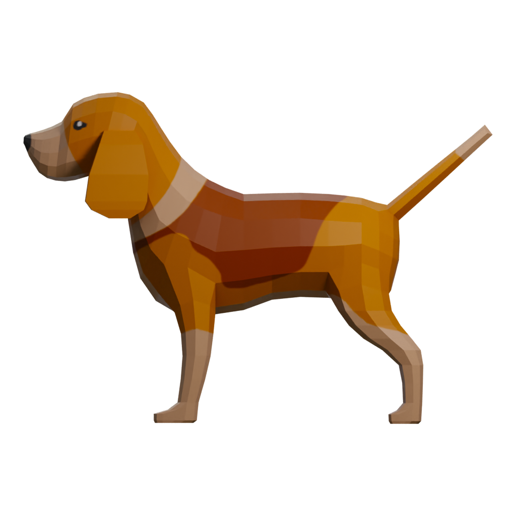 Left view of the Low Poly Dog 3D model