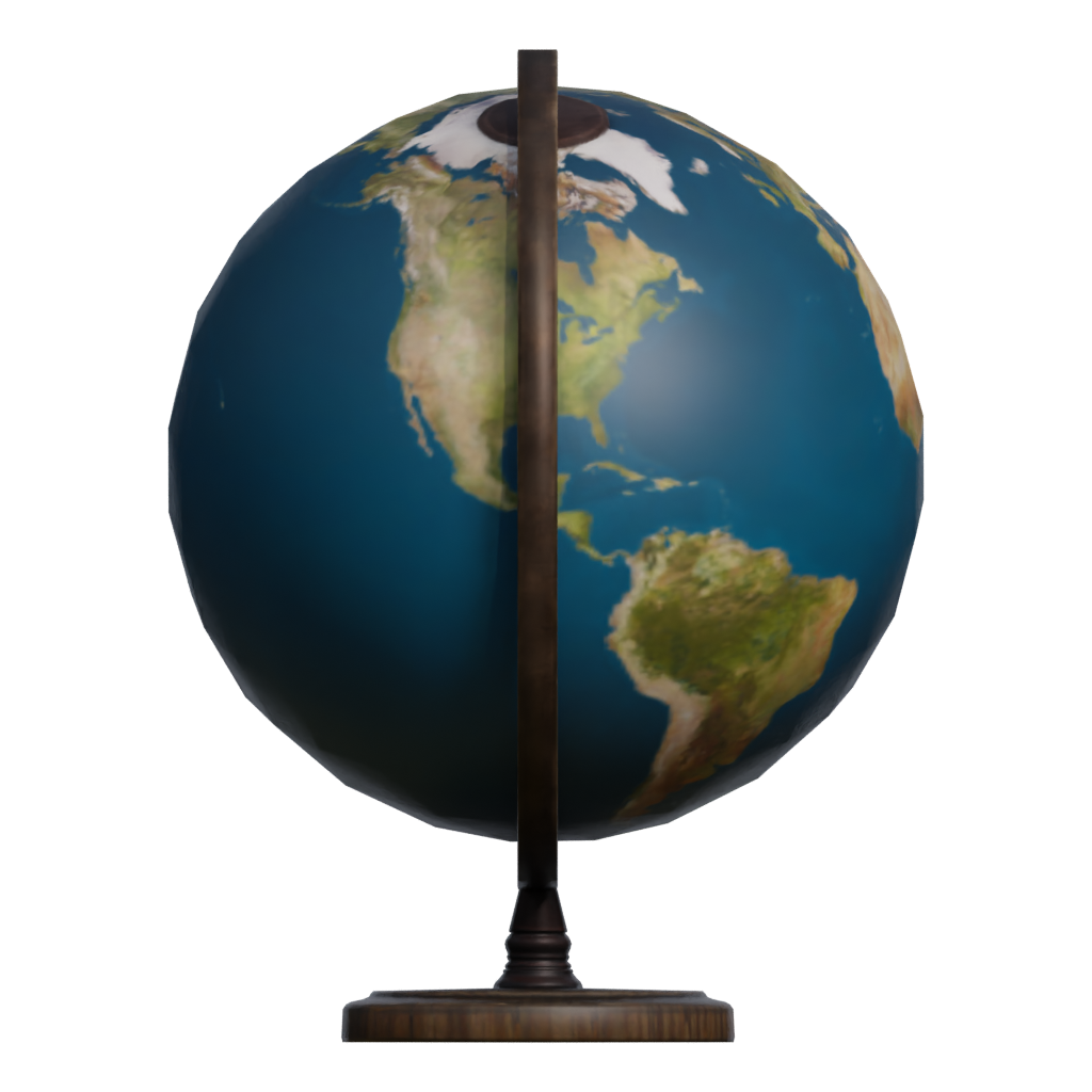 Back view of the Globe Free Low Poly 3D model