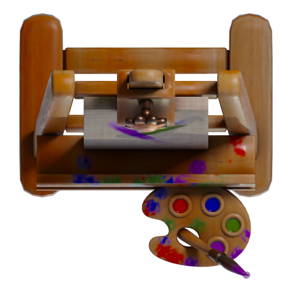 Top view of the Easel Cartoon 3D model