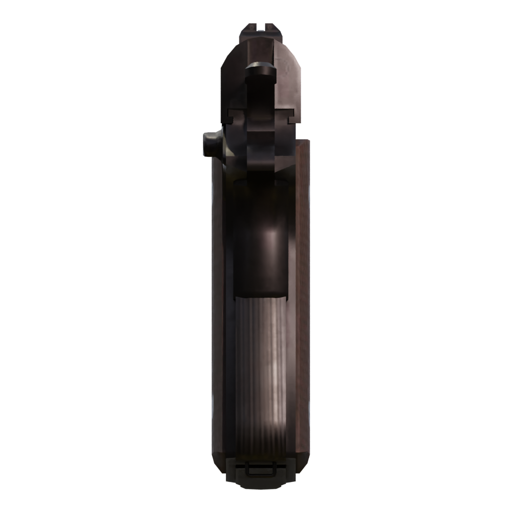 Left view of the Colt 1911 Low Poly 3D model
