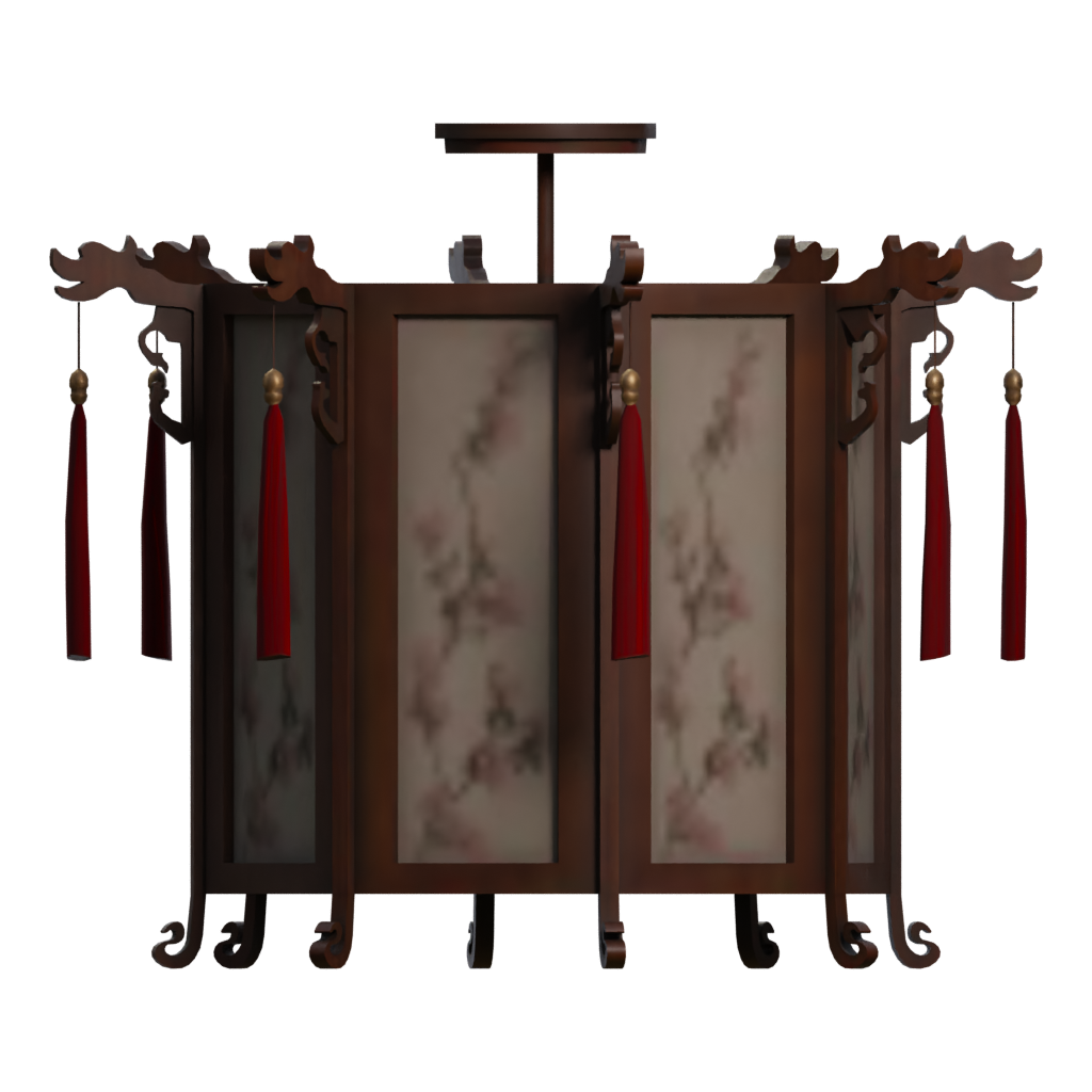Left view of the Chinese Chandelier 3D model