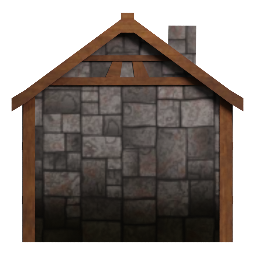 Back view of the Medieval House 1 3D model