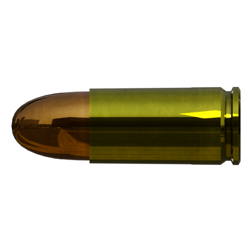 Back view of the 9X19 Luger Ammo 3D model