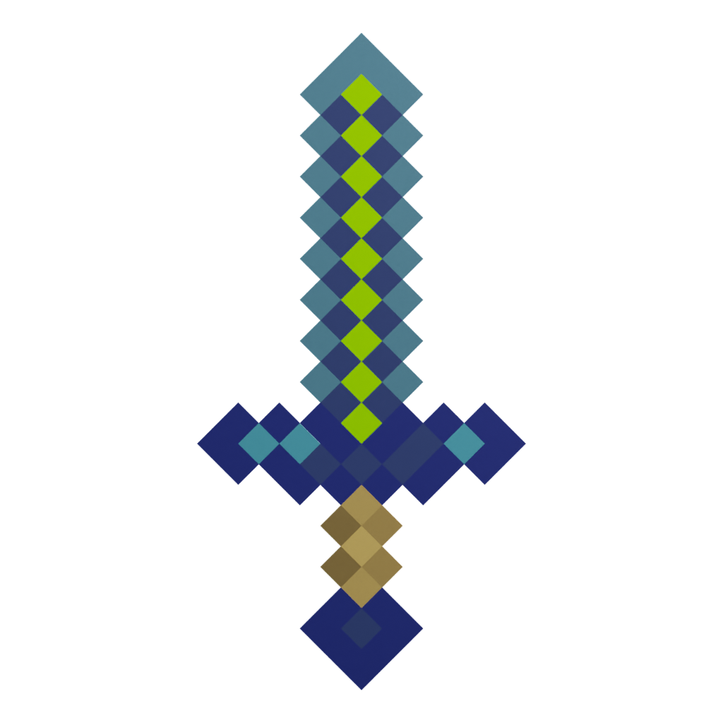 Back view of the Minecraft Sword Diamond 3D model