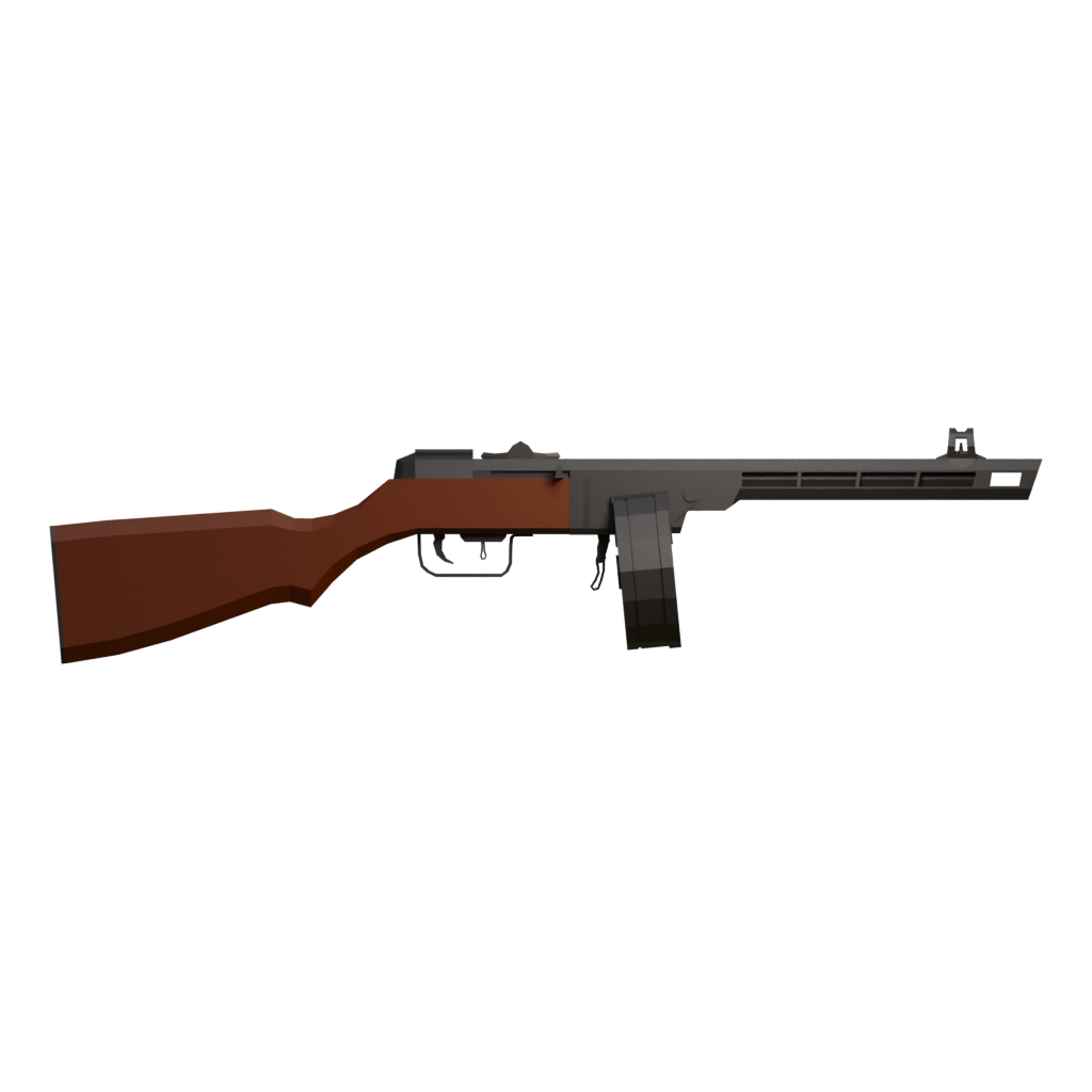 Front view of the PPSH 41 Submachine 3D model