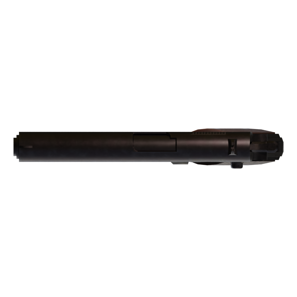 Top view of the Colt 1911 Low Poly 3D model