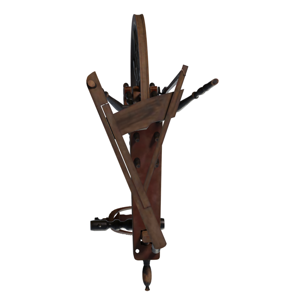 Bottom view of the Spinning Wheel 3D model