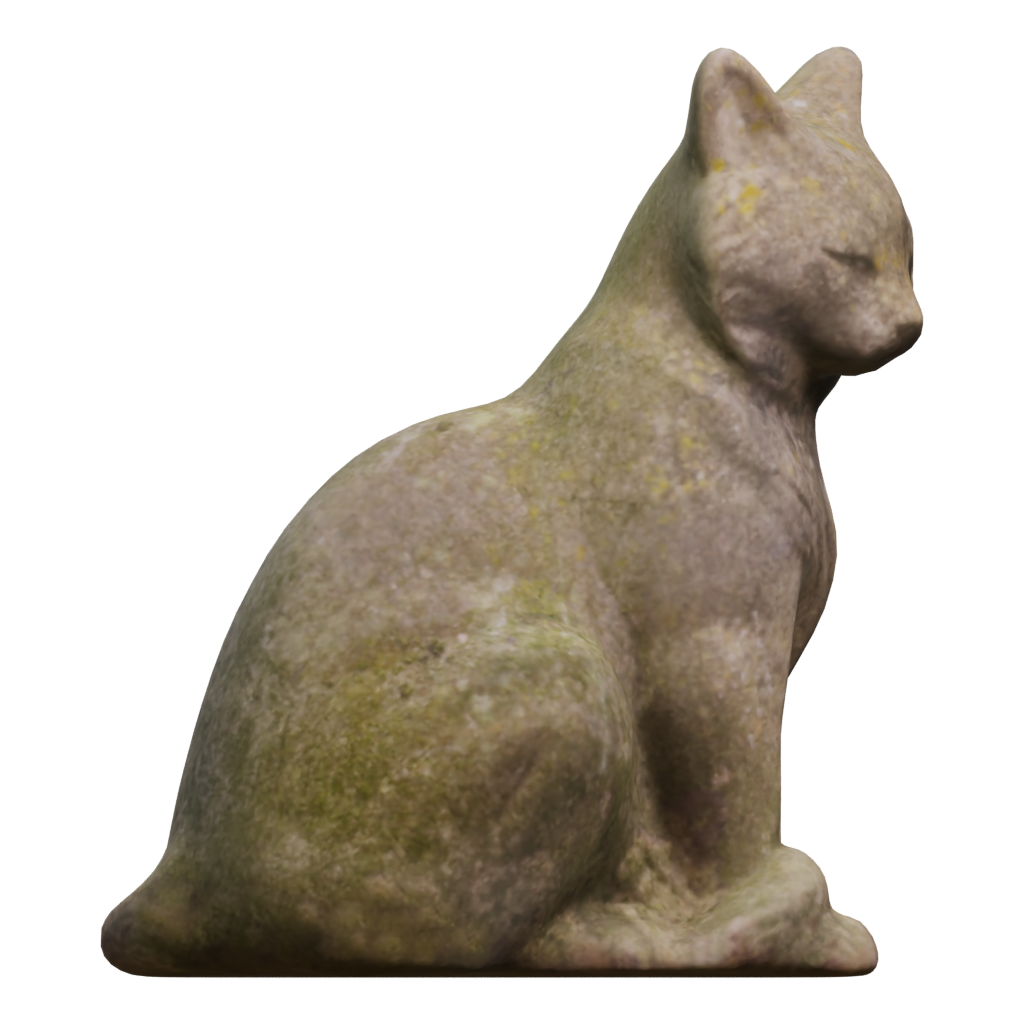 Right view of the Concrete Cat Statue 3D model