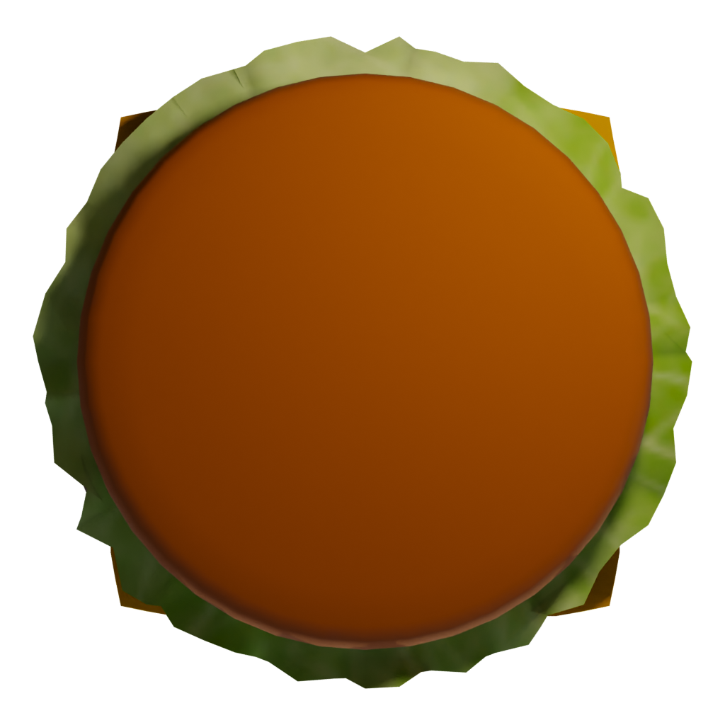 Bottom view of the Burger Gameready 3D model