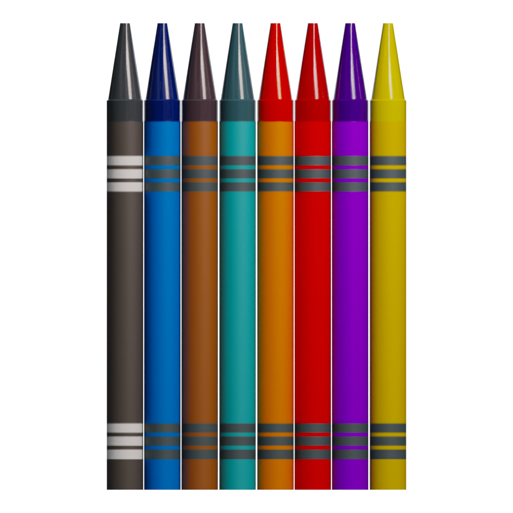 Front view of the Crayons 3D model