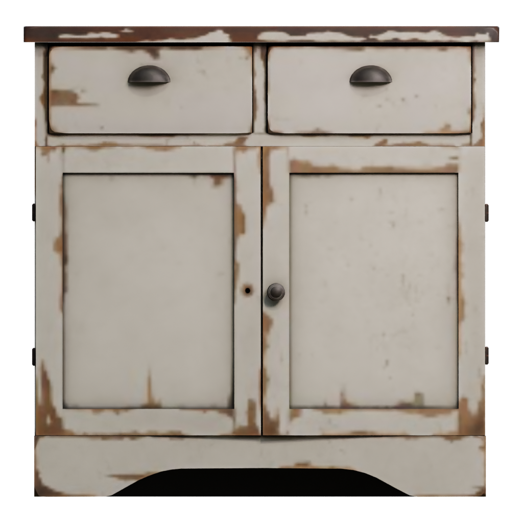 Front view of the Painted Wooden Cabinet 3D model