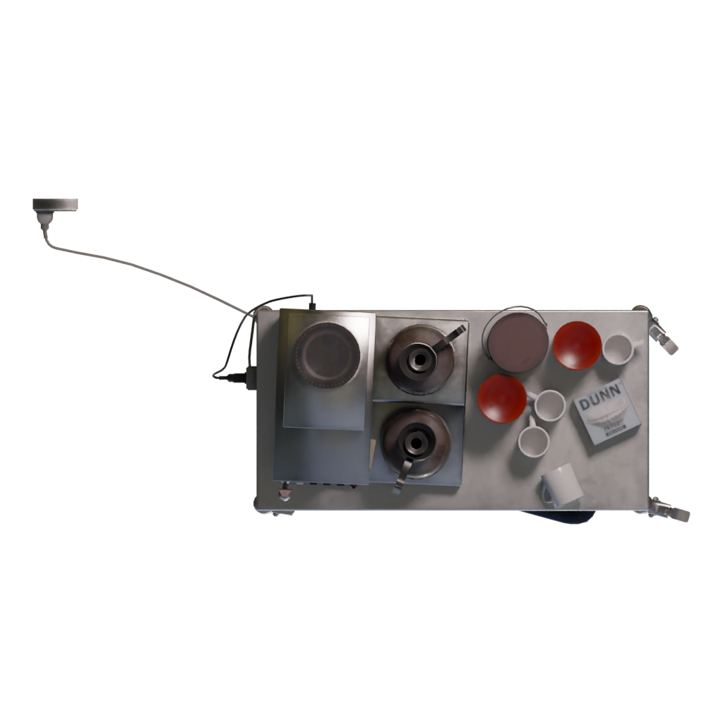 Top view of the Coffee Cart 3D model