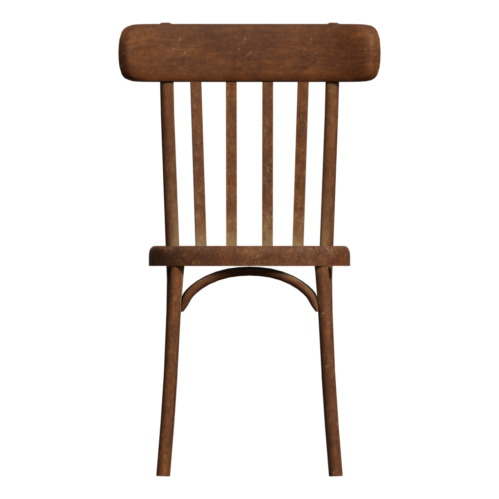 Front view of the Old Wood Chair 3D model